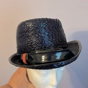 Christine Original Vintage Union Made Plastic Woven Straw Look Fedora Type Hat